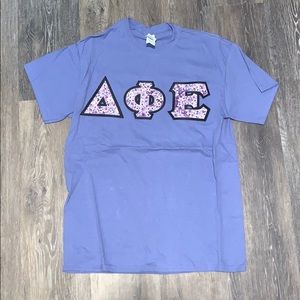 Gildan Delta Phi Epsilon purple floral letters
